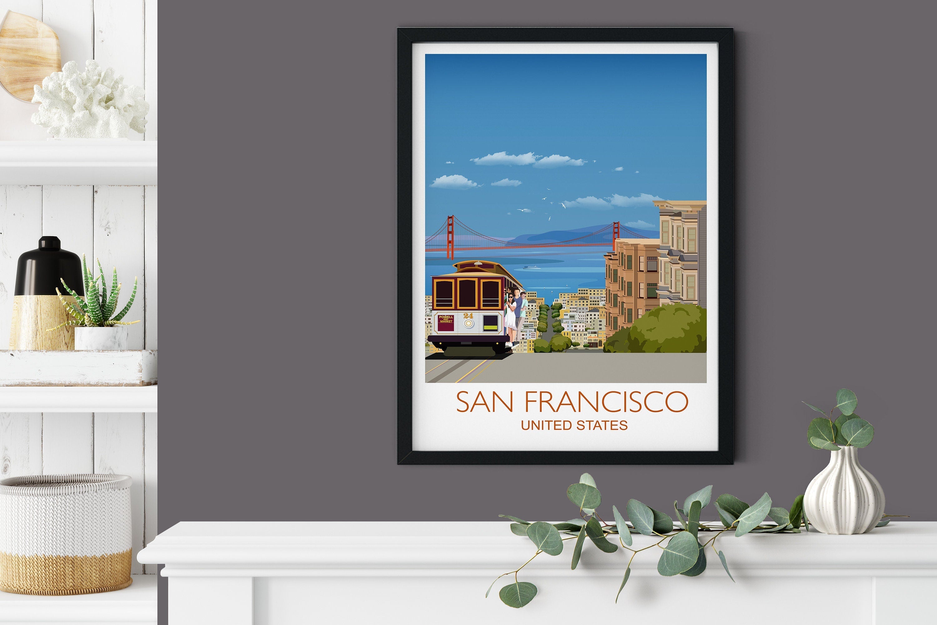 San Francisco Travel Print, San Francisco Travel Poster, City of San Francisco, USA NQ Media Designs