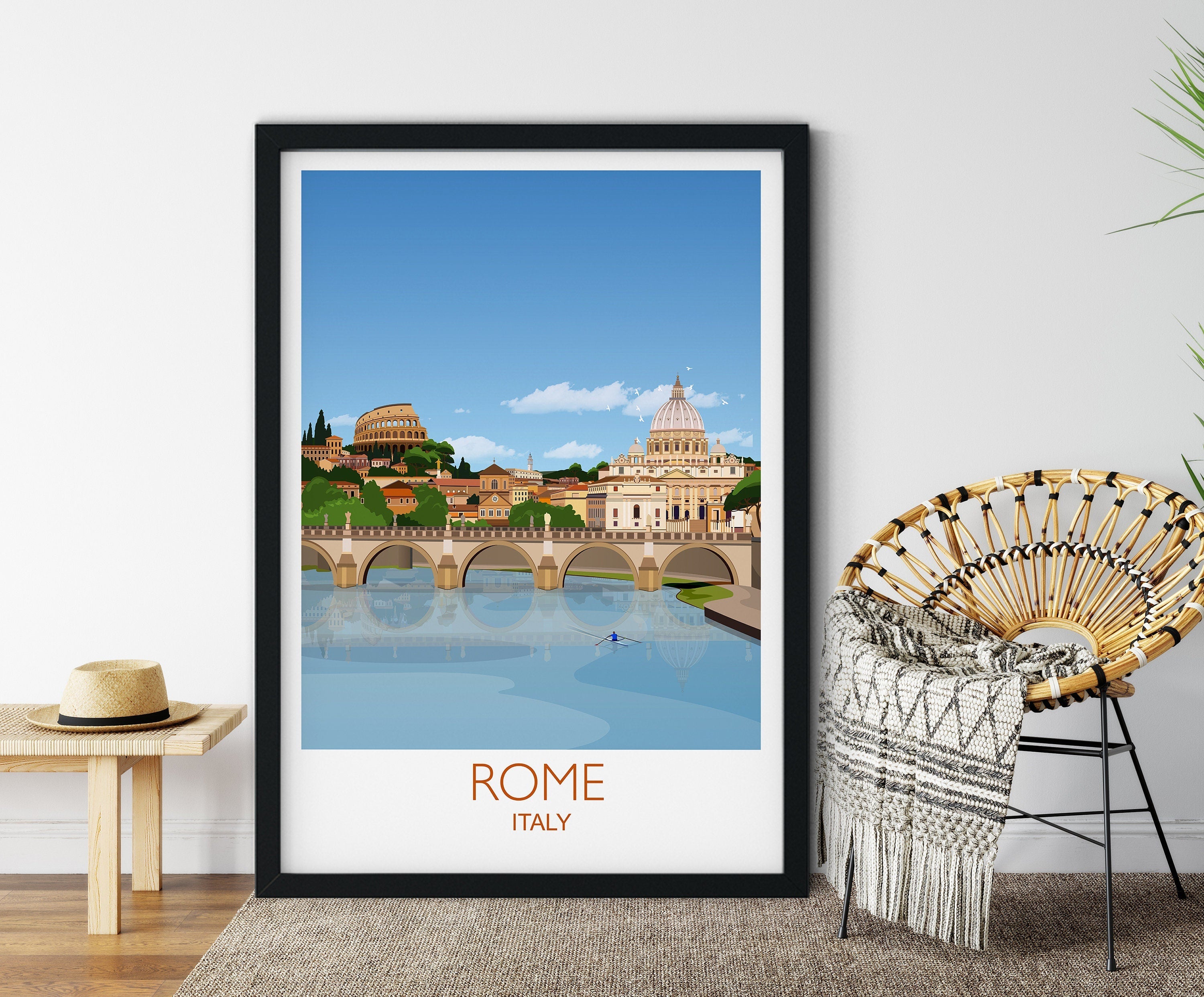 Rome Travel Poster, Travel Print of Rome, City of Rome, Italy, Italy Travel Poster, Rome Cityscape NQ Media Designs