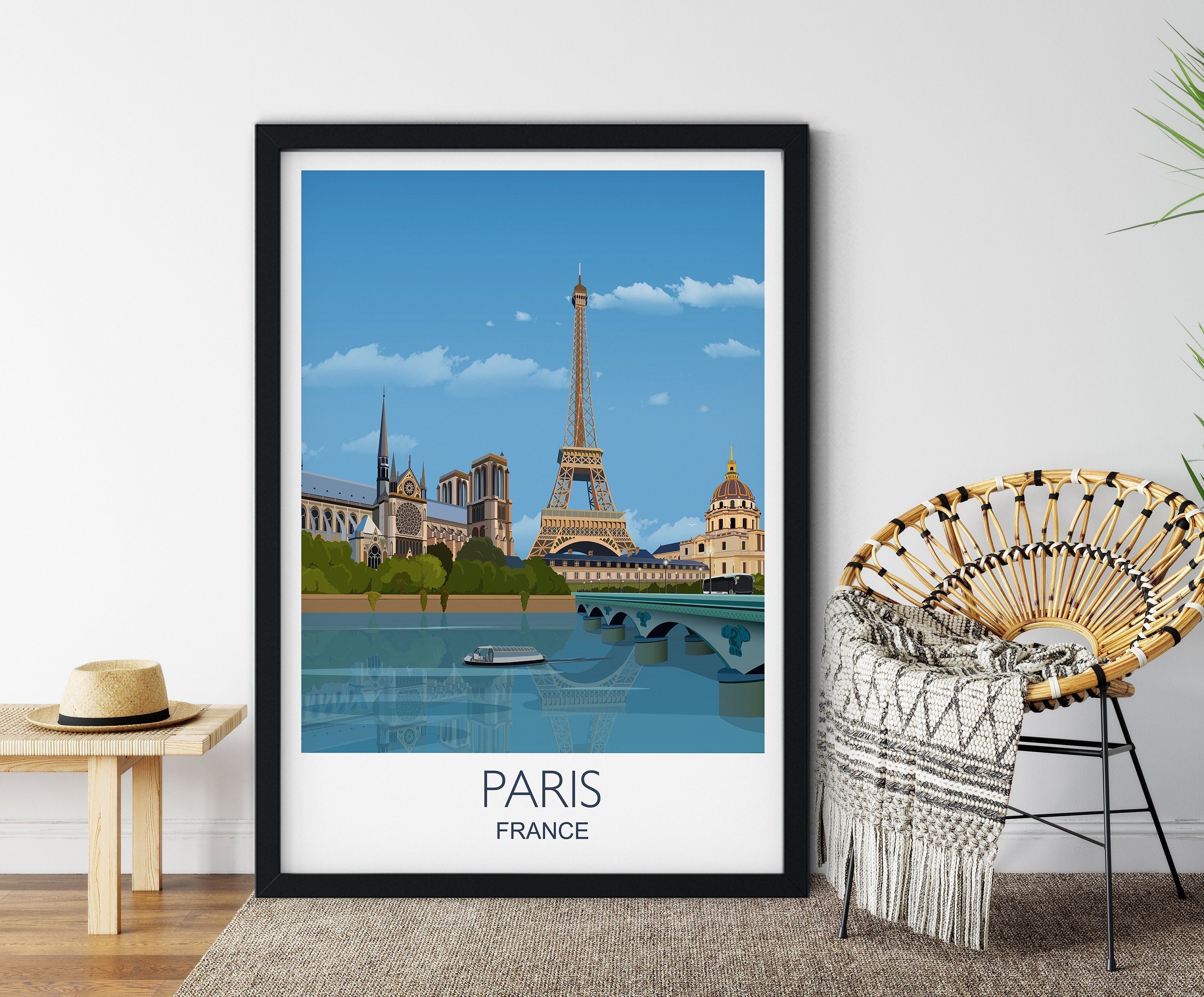 Paris Travel Poster, Travel Print of Paris, City of Paris, France NQ Media Designs