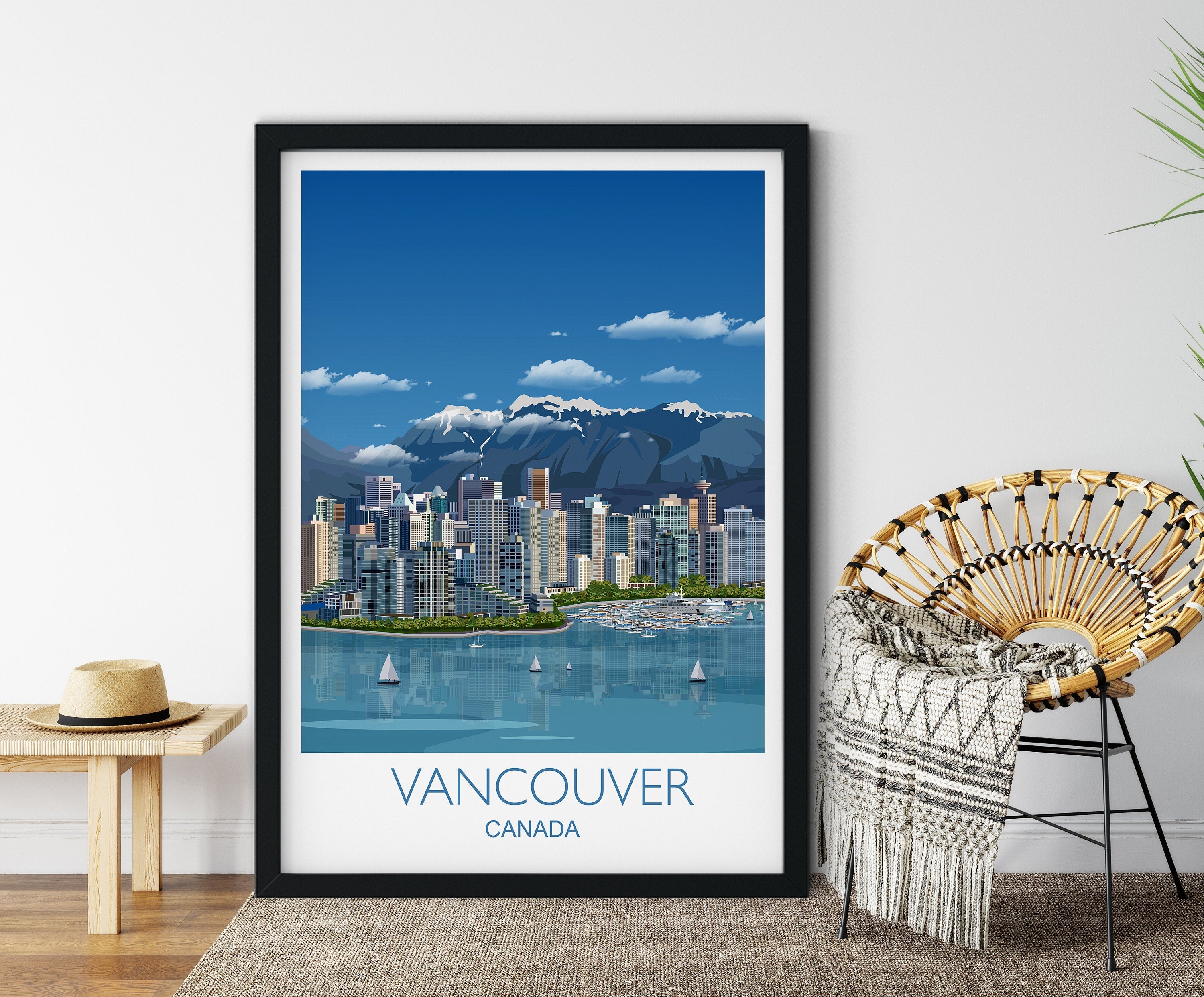 Vancouver Travel Poster, Travel Print of Vancouver, City ofVancouver, Canada, Canada Travel Poster, Vancouver Cityscape NQ Media Designs