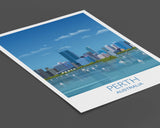 Perth Travel Print, Travel Poster of Perth, Australia NQ Media Designs