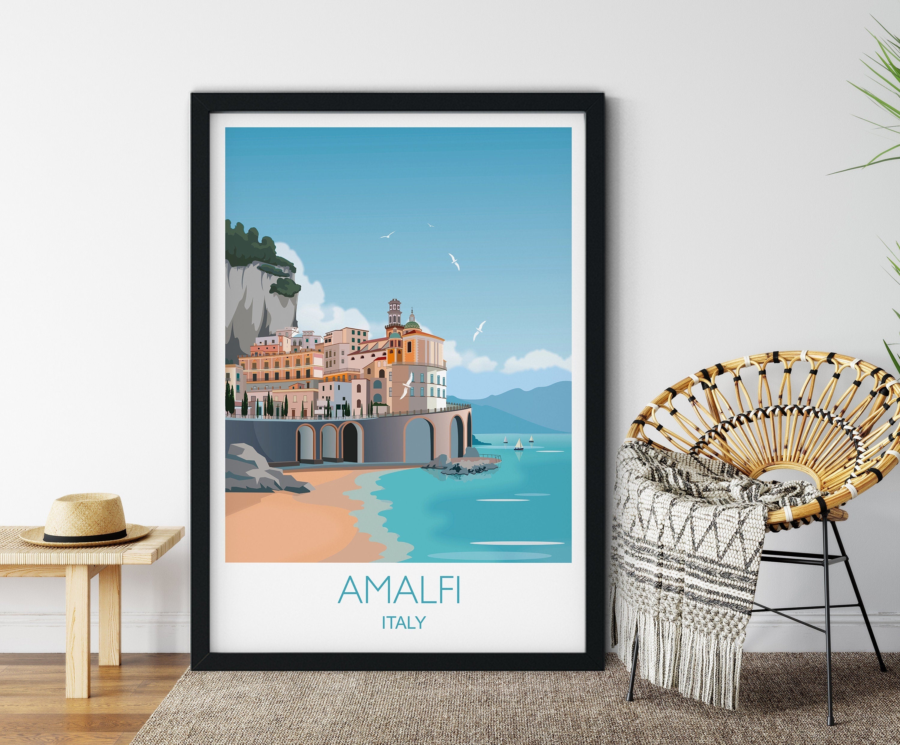 Amalfi Coast travel print, Amalfi Travel poster, Italy print NQ Media Designs