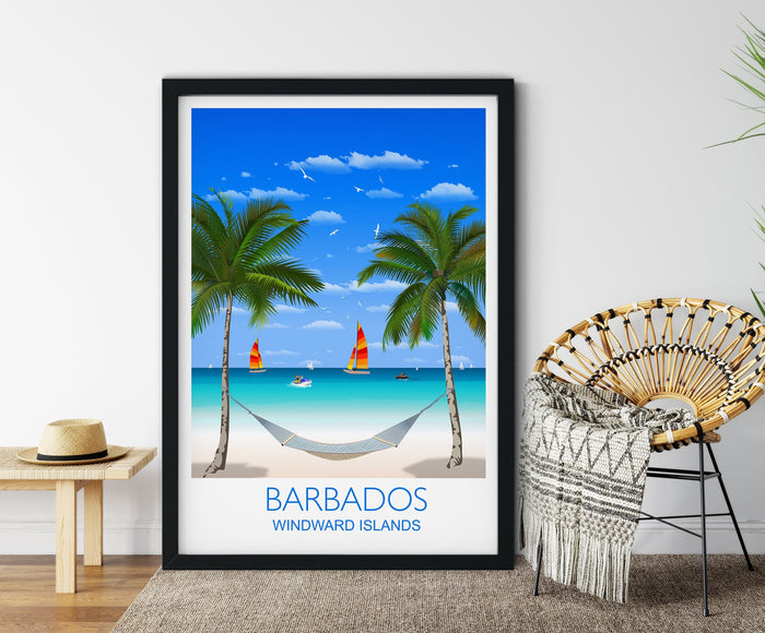 Barbados Travel Print, Travel Poster of Barbados, Windward Islands, Caribbean NQ Media Designs