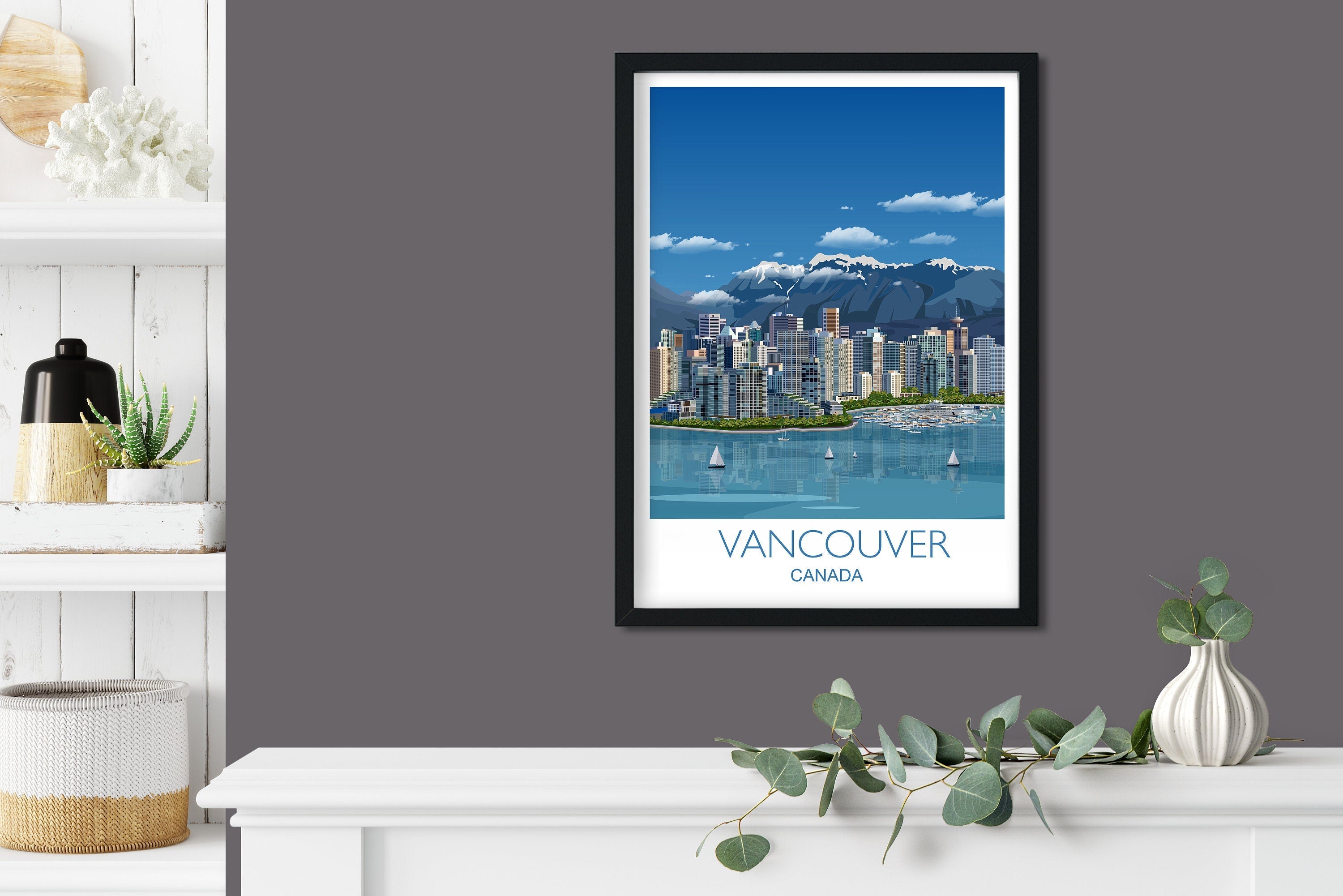 Vancouver Travel Poster, Travel Print of Vancouver, City ofVancouver, Canada, Canada Travel Poster, Vancouver Cityscape NQ Media Designs