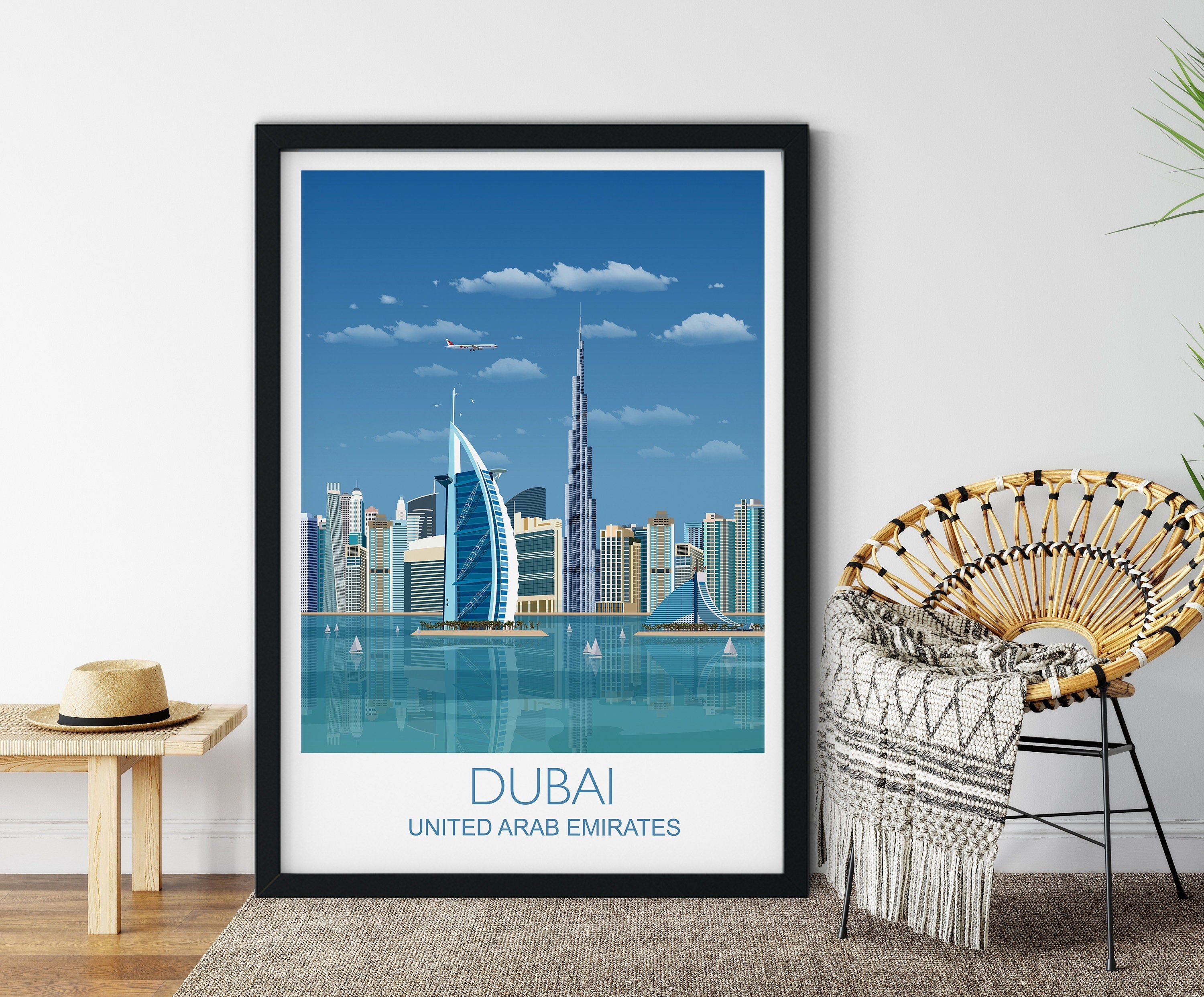 Dubai Travel Poster, Travel Print of Dubai, City of Dubai, United Arab Emirates NQ Media Designs