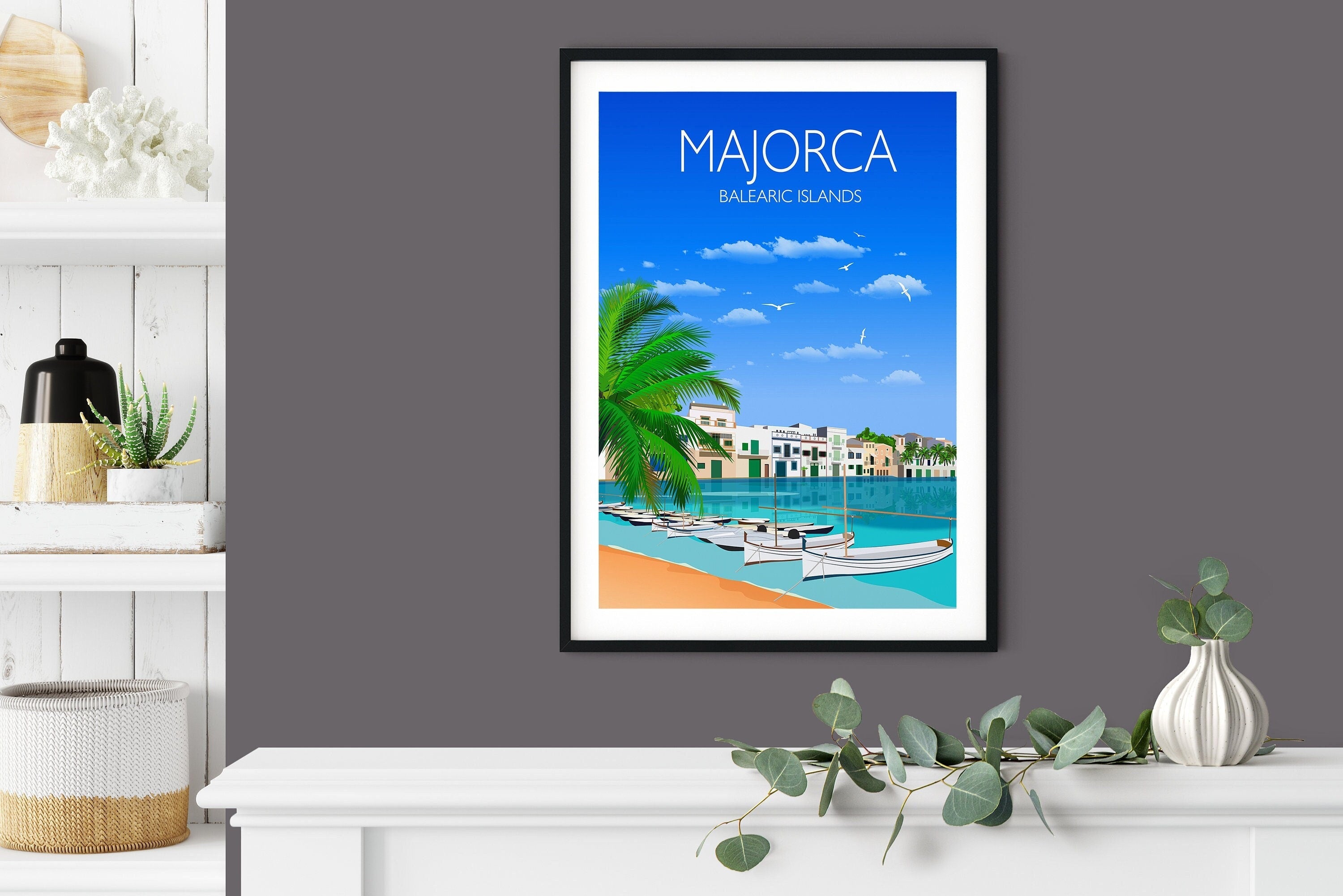 Majorca Travel Poster, Travel Print of Majorca, Balearic Islands NQ Media Designs