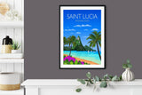 Saint Lucia Travel Poster, Travel Print of Saint Lucia, Windward Islands, Caribbean NQ Media Designs