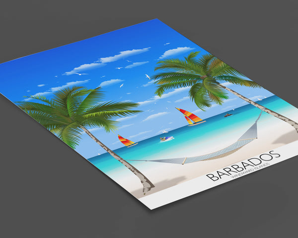 Barbados Travel Poster, Travel Print of Barbados, Windward Islands, Caribbean