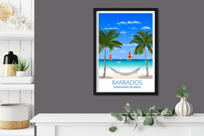 Barbados Travel Print, Travel Poster of Barbados, Windward Islands, Caribbean NQ Media Designs