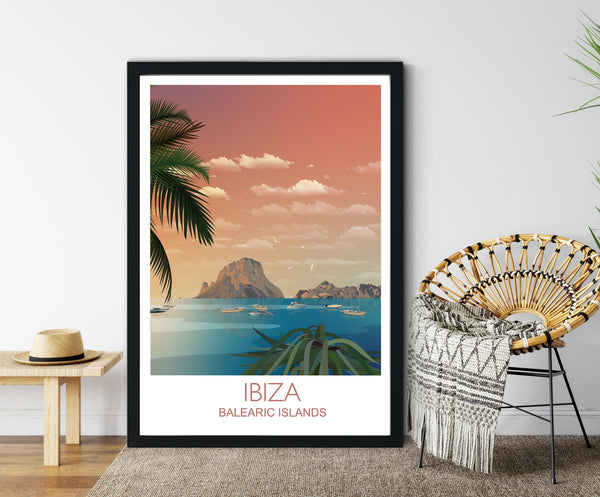 Ibiza Travel Print, Travel Poster of Ibiza, Balearic Islands