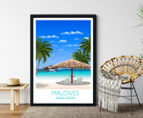 Maldives Travel Print, Travel Poster of Maldives, Indian Ocean NQ Media Designs
