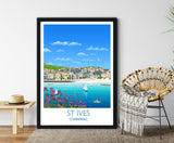 St Ives Travel Print, Travel Poster of St Ives, Cornwall, UK NQ Media Designs
