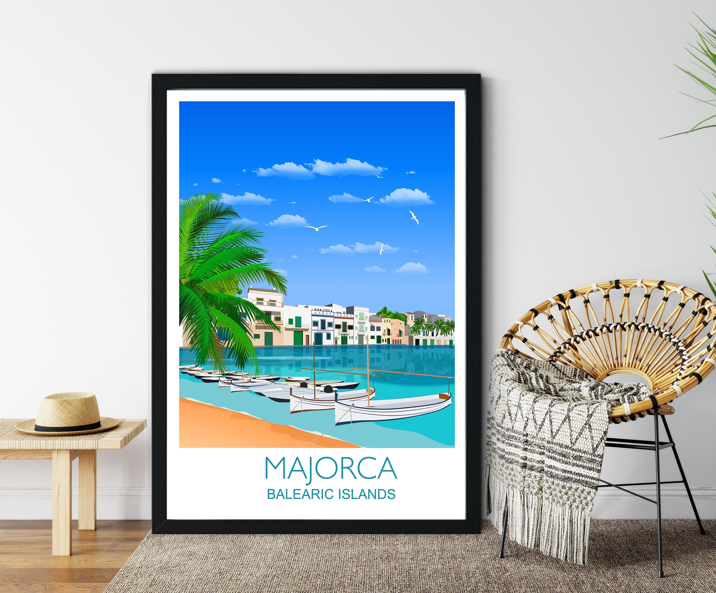 Majorca Travel Print, Travel Poster of Majorca, Balearic Islands NQ Media Designs