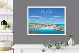 St Ives Travel Poster, Travel Print of St Ives, Cornwall, UK, Limited Edition NQ Media Designs