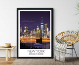 Brooklyn Bridge Travel Print, Travel Poster of Brooklyn Bridge, New York, USA, New York Travel Poster NQ Media Designs