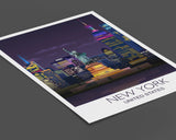 Statue of Liberty Travel Print, Travel Poster of New York Manhattan Skyline, USA NQ Media Designs