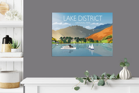 Lake District Travel Poster, Travel Print of Lake District, Cumbria, UK,  Limited Edition