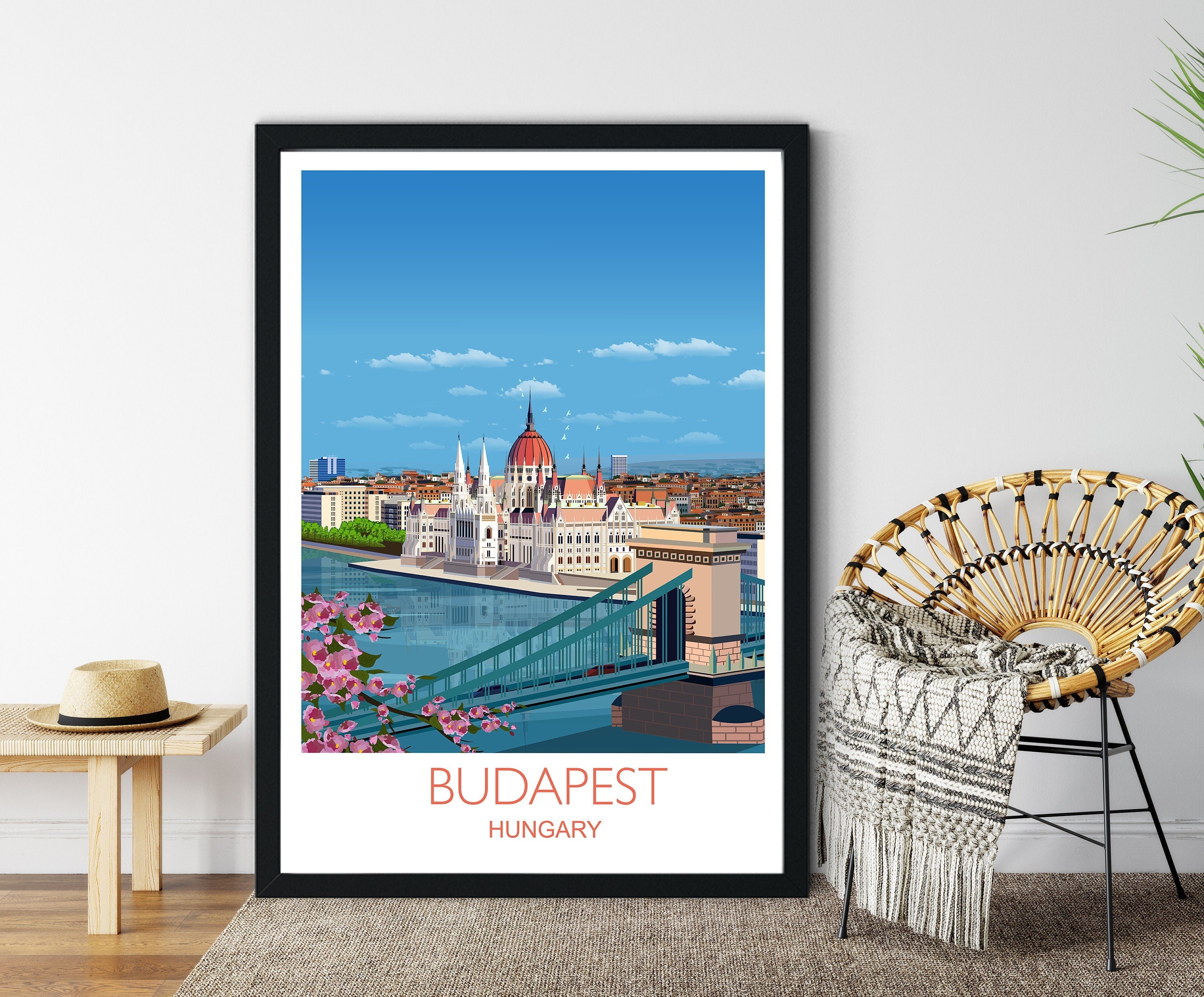Budapest Travel Print, Travel Poster of Budapest, Hungary NQ Media Designs