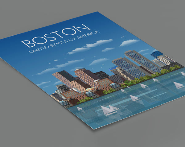 Boston Travel Poster, Travel Print of Boston, City of Boston, USA