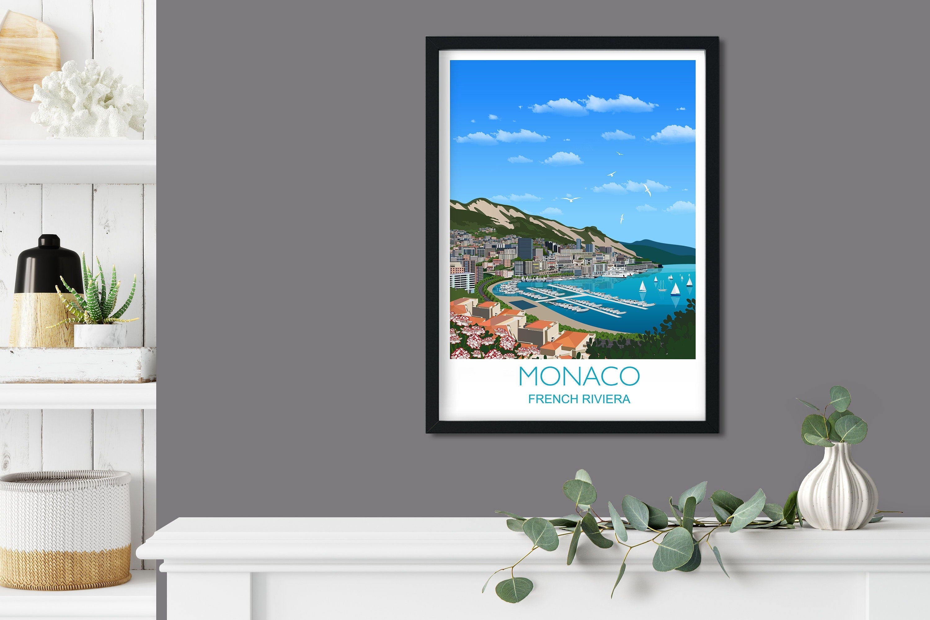 Monaco Travel Print, Travel Poster of Monaco NQ Media Designs