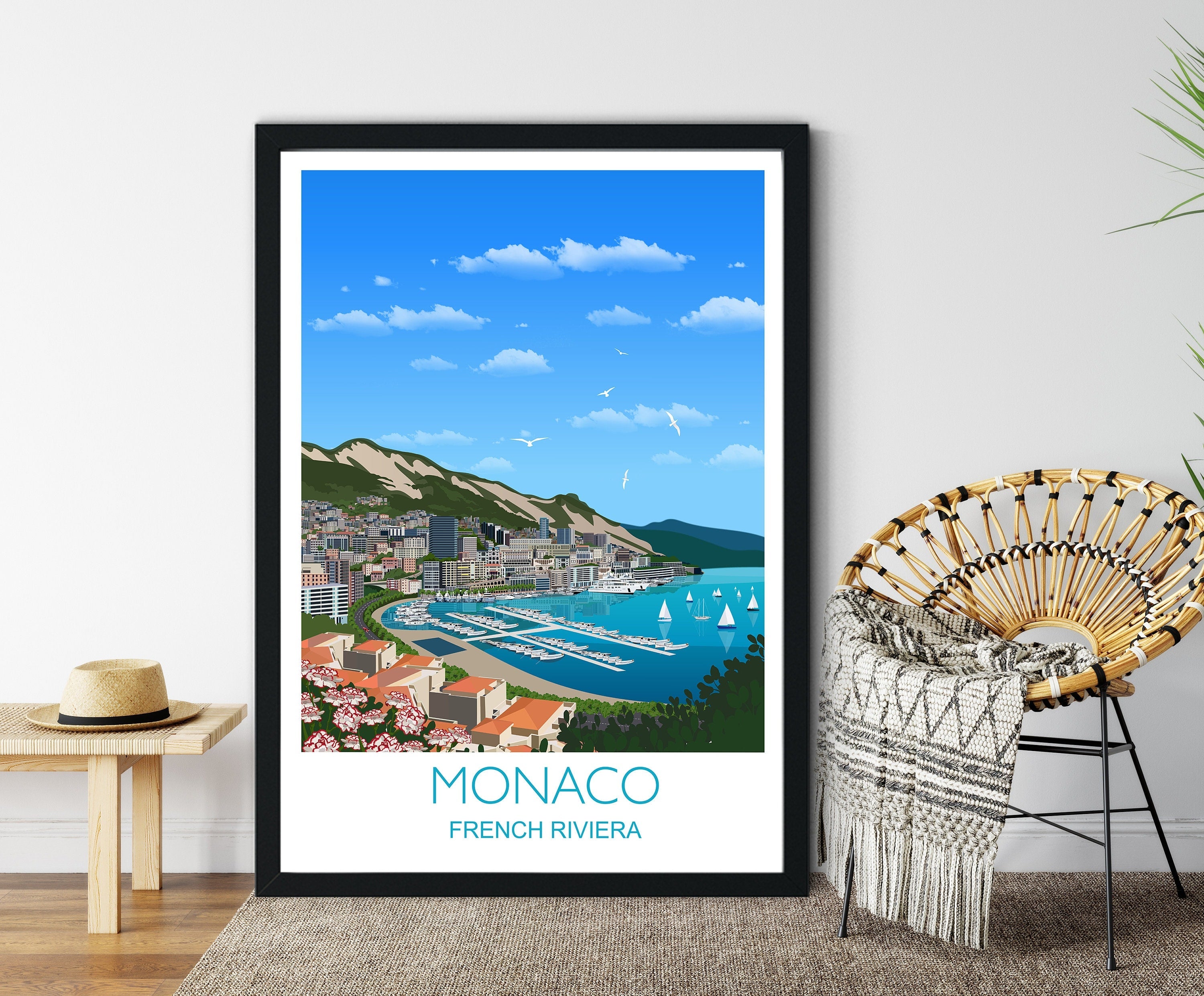 Monaco Travel Print, Travel Poster of Monaco NQ Media Designs