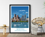 Boston Travel Poster, Travel Print of Boston, City of Boston, Massachusetts, USA NQ Media Designs