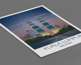 Kuala Lumpur Travel Print, Travel Poster of Kuala Lumpur at sunset, Malaysia NQ Media Designs