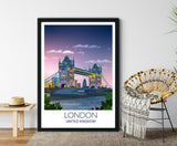 Tower Bridge London Poster , Travel Print of London, City of London, UK,London Cityscape NQ Media Designs