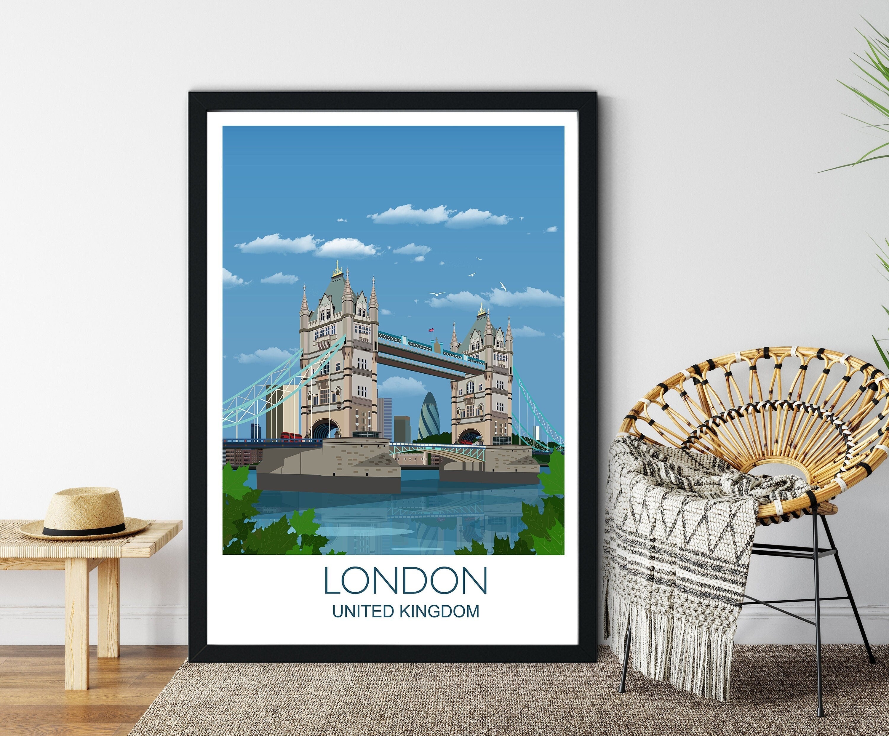 Tower Bridge London Poster , Travel Print of London, City of London, UK,London Cityscape NQ Media Designs