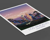 Los Angeles Travel Print, Los Angeles Travel Poster, City of Los Angeles at sunset, California, USA NQ Media Designs