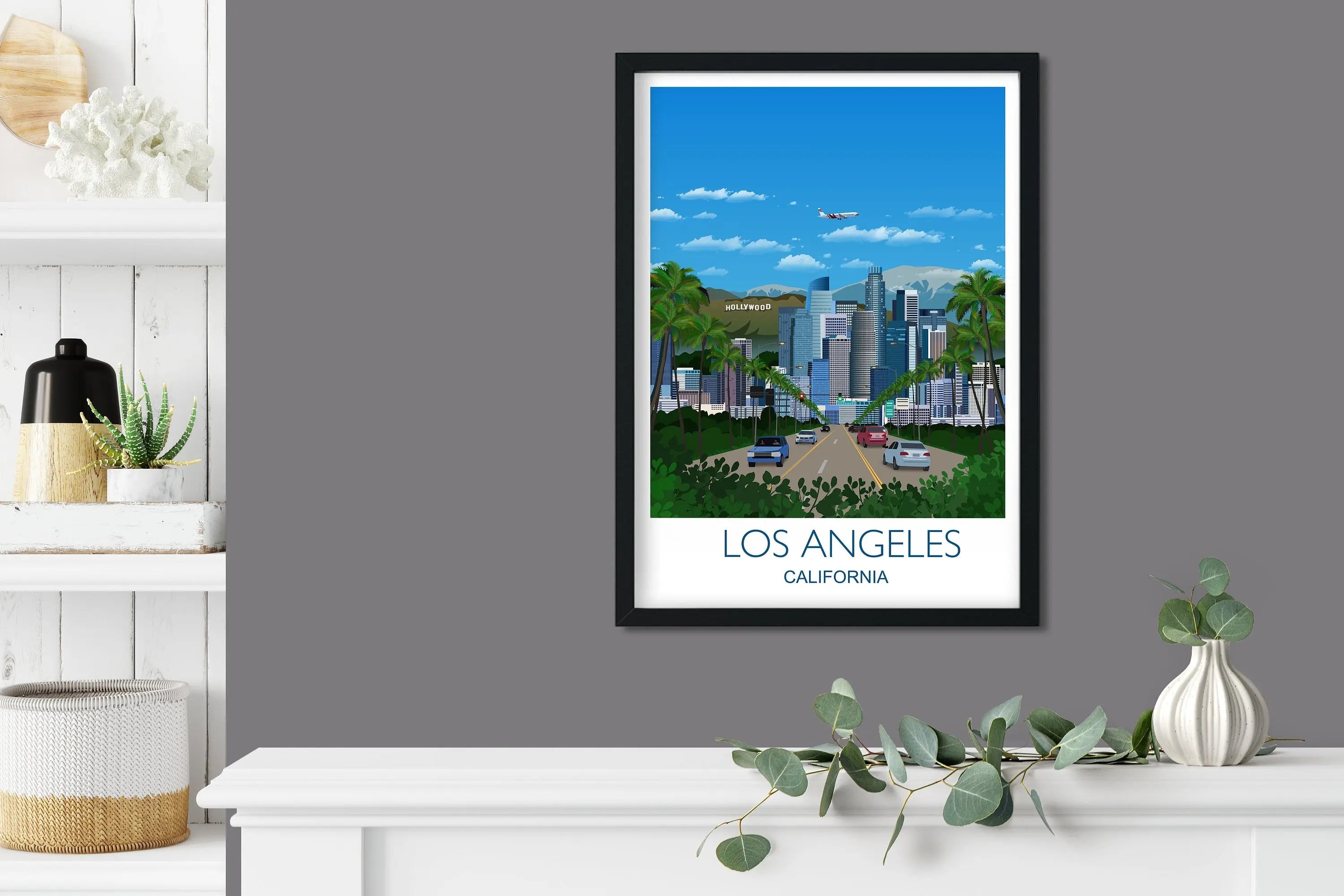 Los Angeles Travel Print, Los Angeles Travel Poster, City of Los Angeles, California, USA NQ Media Designs