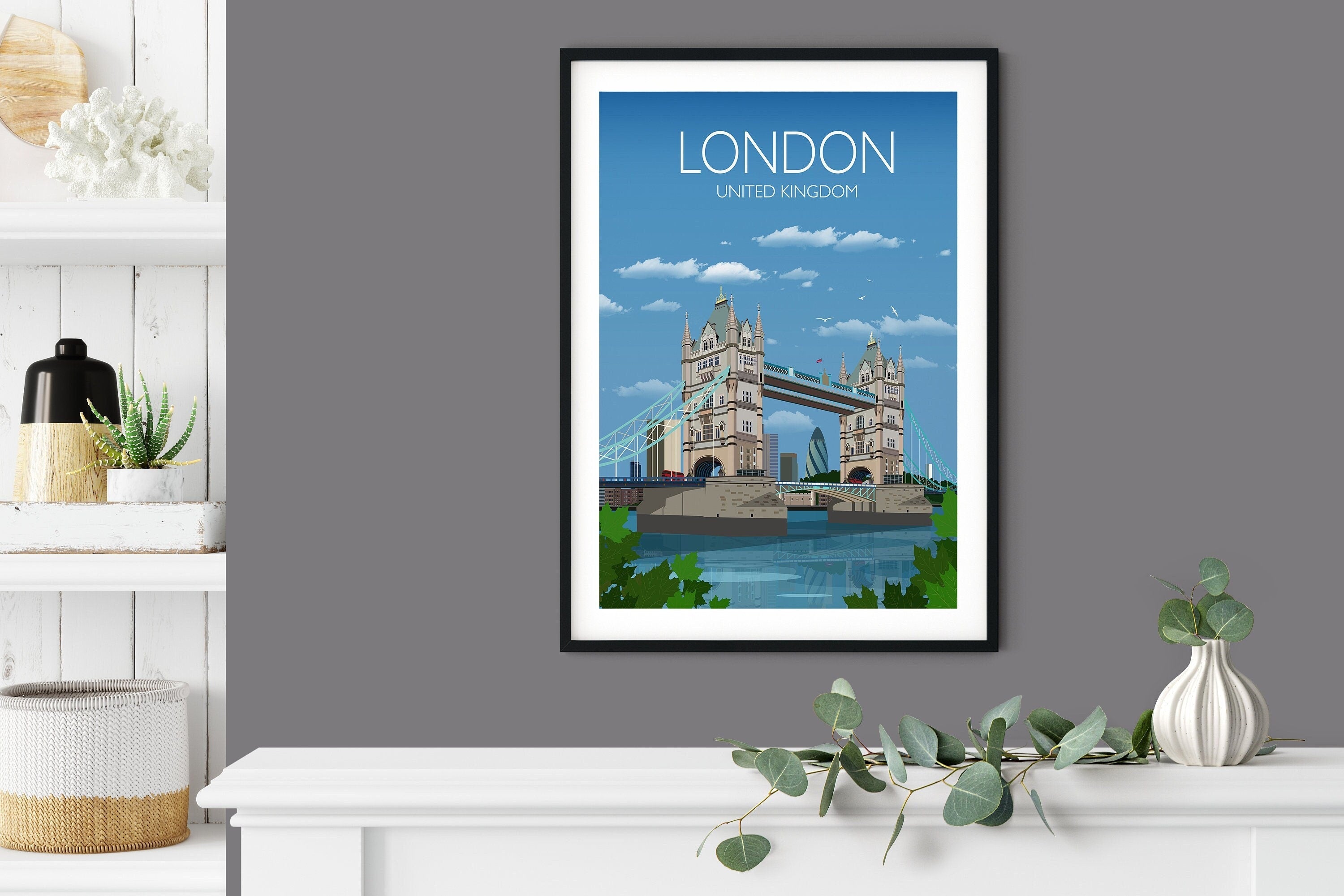 Tower Bridge Travel Print, Tower Bridge Travel Poster, City of London, UK NQ Media Designs