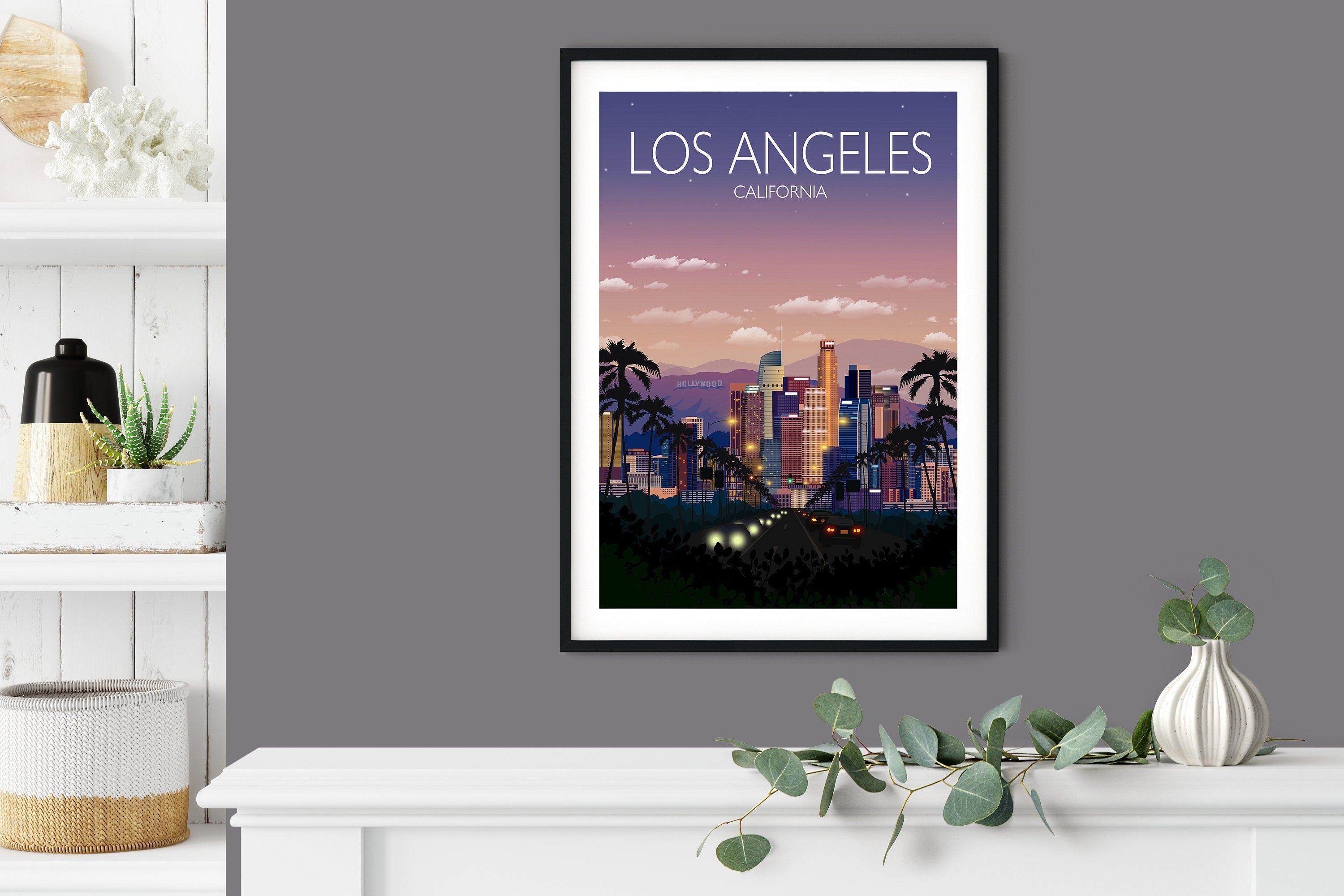 Los Angeles Travel Poster, Travel Print of Los Angeles, City of Los Angeles, California USA NQ Media Designs
