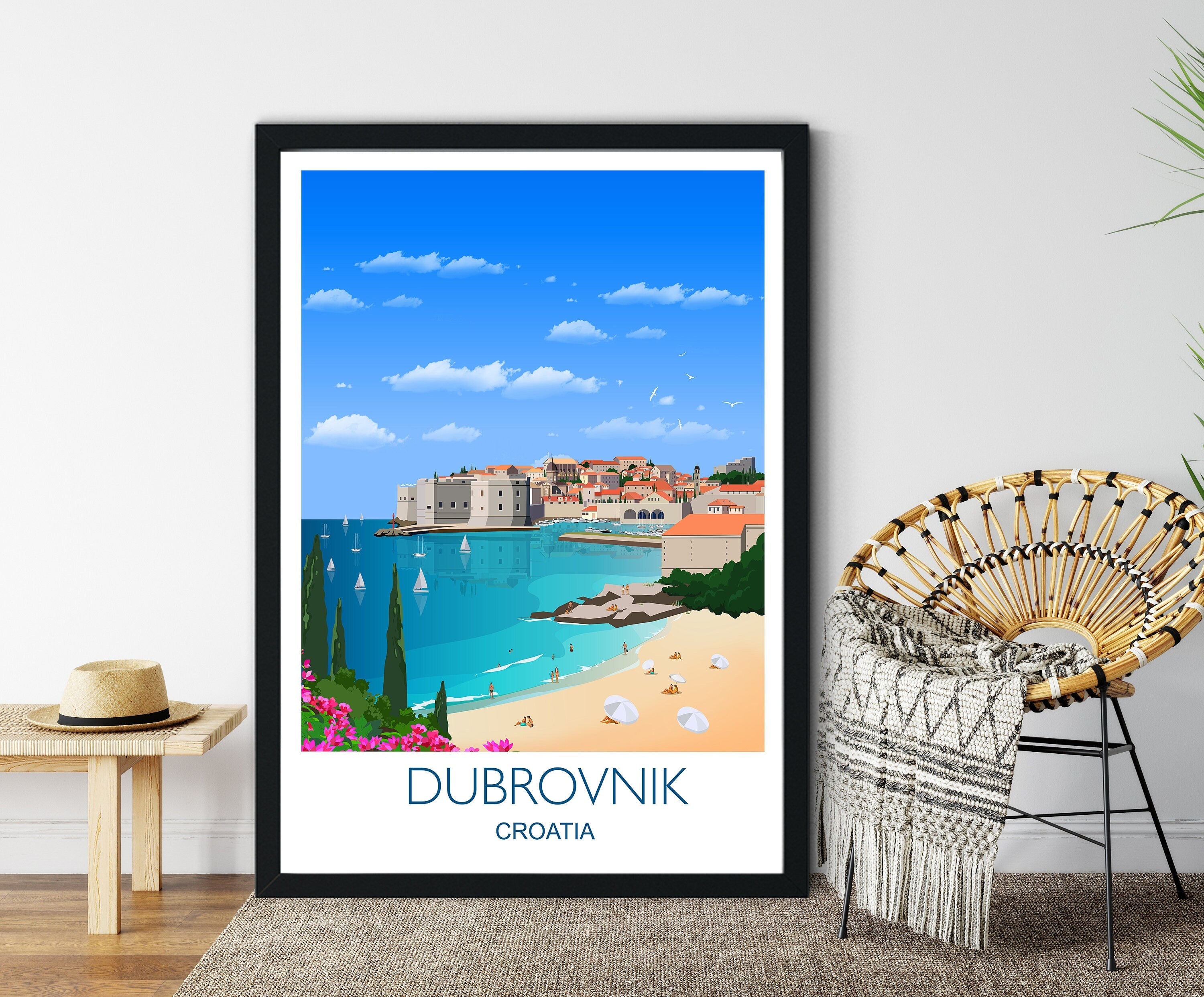 Dubrovnik Travel Print, Travel Poster of Dubrovnik, Croatia NQ Media Designs