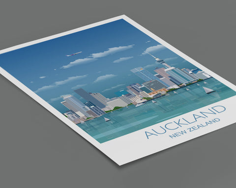 Auckland Travel Print, Travel Poster of Auckland, New Zealand