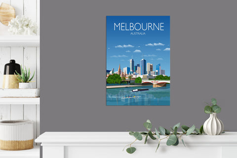 Melbourne Travel Poster, Travel Print of Melbourne, City of Melbourne, Victoria, Australia