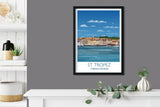 St Tropez Travel Poster, Travel Print of St Tropez, Cote D'Azur, French Riviera, France NQ Media Designs