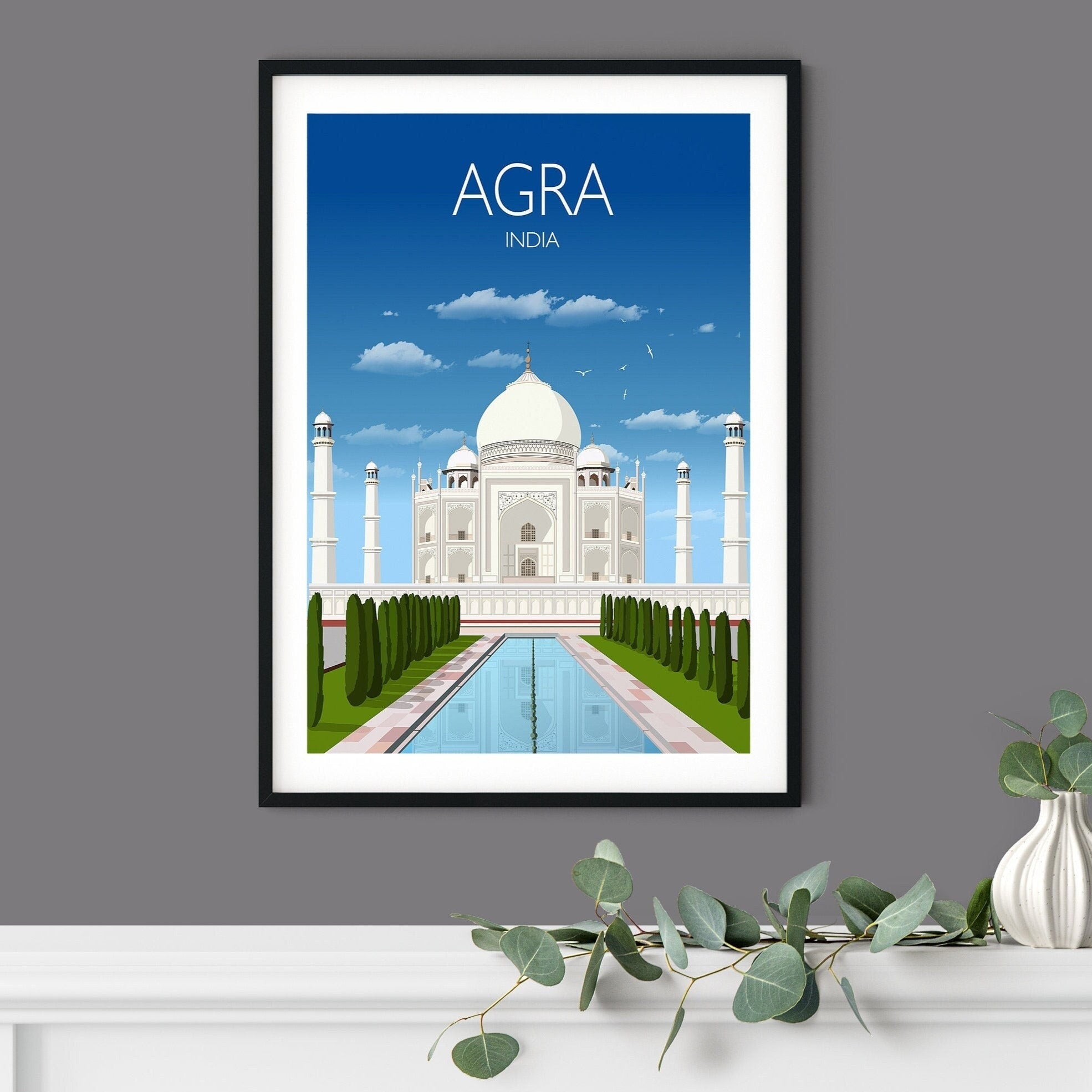 Agra Travel Print, Agra Poster, Taj Mahal, India, Taj Mahal Travel Poster,