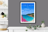 Cote D'Azur Travel Poster, Travel Print of Cote D'Azur, Cote D'Azur, France, French Riviera NQ Media Designs