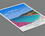 Cote D'Azur Travel Poster, Travel Print of Cote D'Azur, Cote D'Azur, French Riviera, France NQ Media Designs