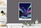 Northern Lights Travel Poster, Aurora Borealis Travel Print NQ Media Designs