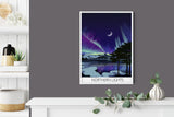 Northern Lights Travel Poster, Aurora Borealis Travel Print NQ Media Designs