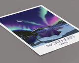 Northern Lights Travel Poster, Aurora Borealis Travel Print, NQ Media Designs