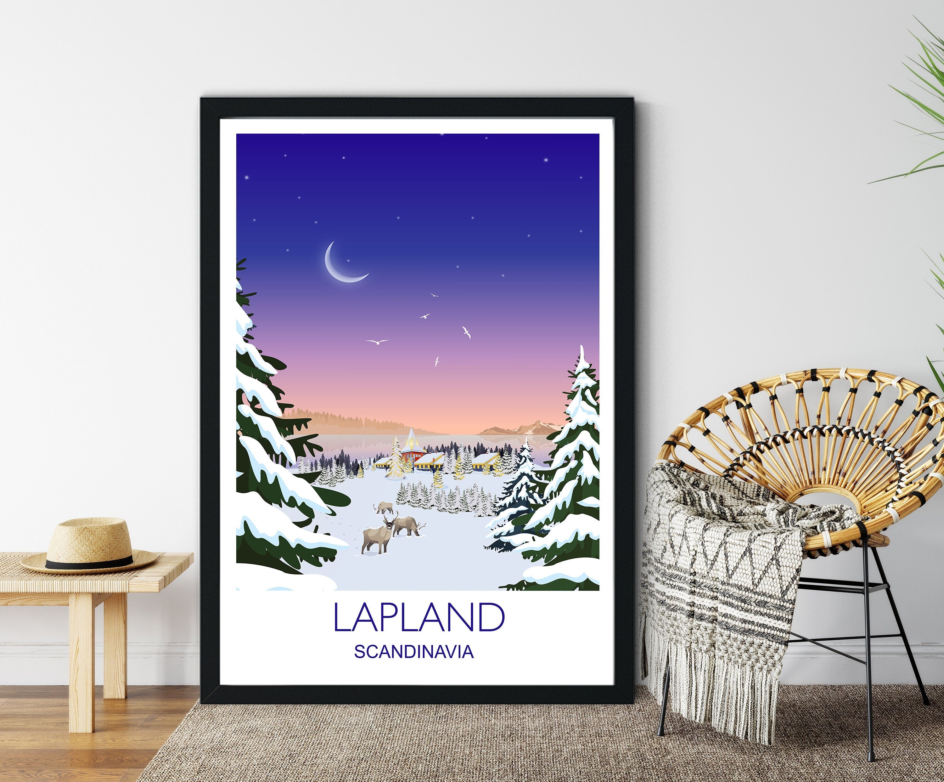 Lapland Travel Poster, Lapland Travel Print NQ Media Designs