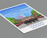 Queen Elizabeth II Memorial Travel Poster of London , Buckingham Palace, City of London, UK, Limited Edition Print NQ Media Designs