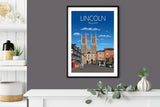 Lincoln Travel Print, Lincoln Travel Poster, Lincoln, England NQ Media Designs