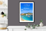Cyprus Travel Poster, Travel Print of Cyprus, Mediterranean Sea NQ Media Designs