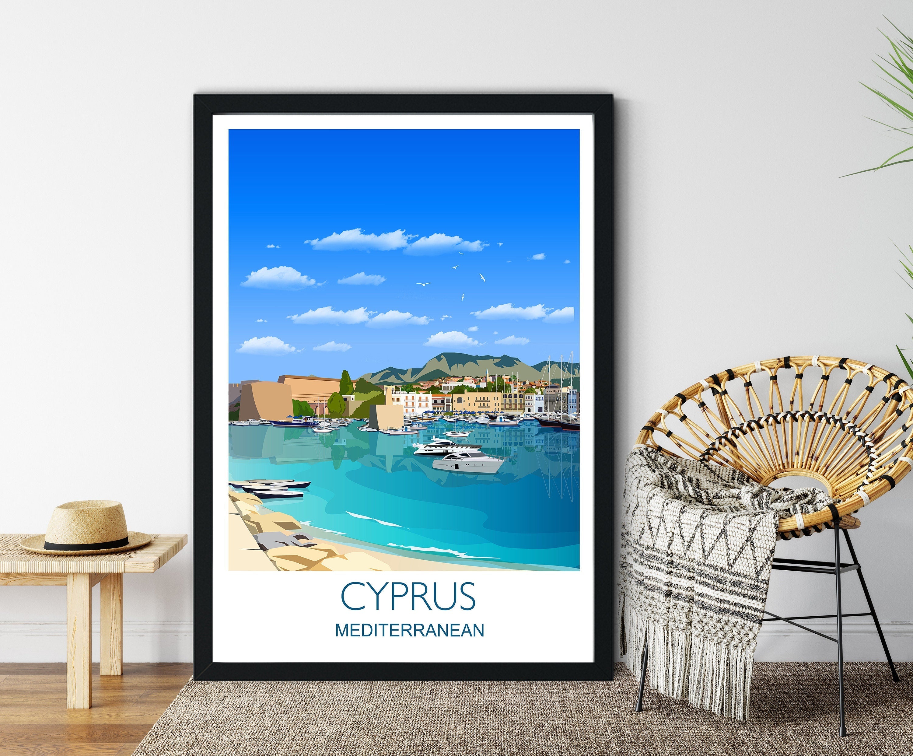 Cyprus Travel Print, Travel Poster of Cyprus, Cyprus, Mediterranean NQ Media Designs
