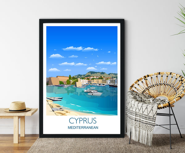 Cyprus Travel Print, Travel Poster of Cyprus, Cyprus, Mediterranean
