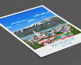 Reykjavik Travel Poster, Reykjavik Travel Print, Iceland NQ Media Designs